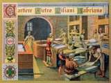 Fabriano in central Italy was the first European centre of paper-making, developed after 1296 CE. Miliani also introduced the watermark technique. The technology for pulping and pressing paper in this 15th century factory was not dissimilar to Chinese paper mills some 16 centuries earlier.